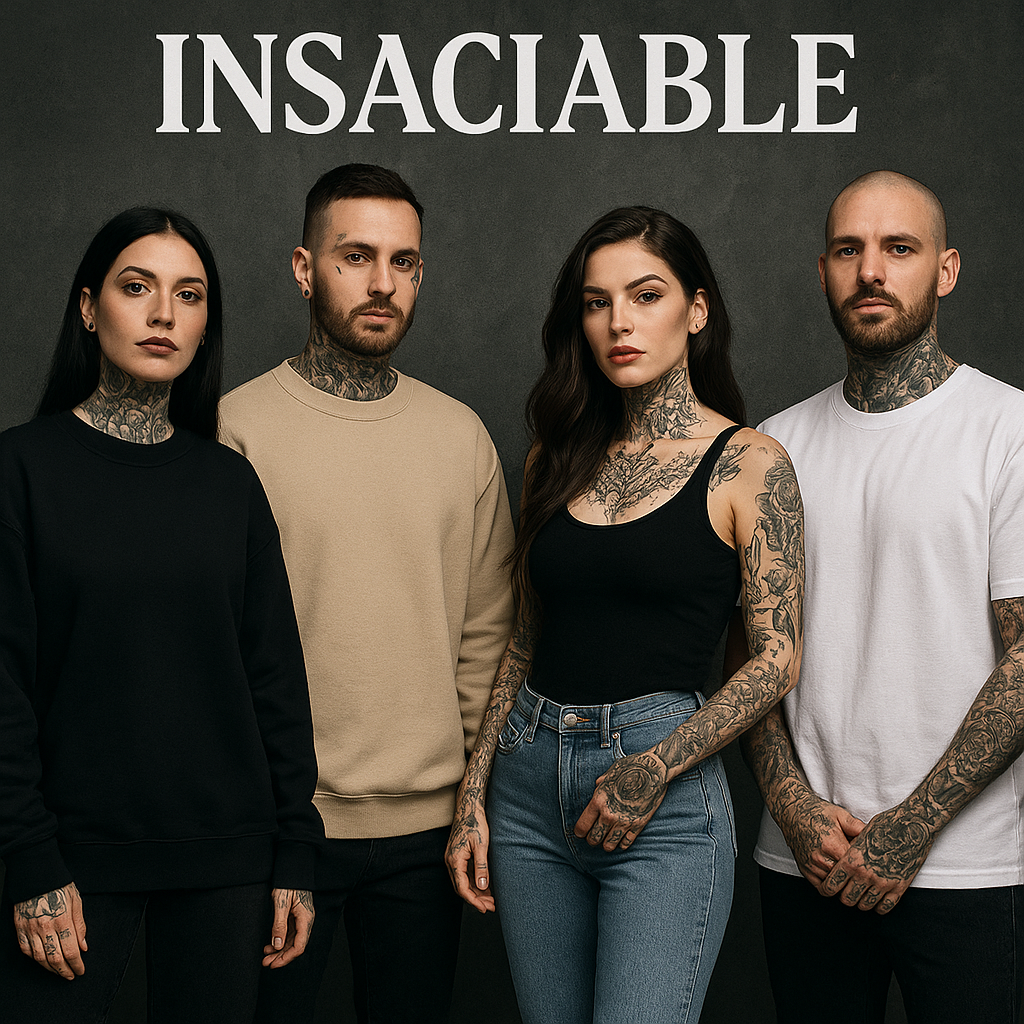 Insaciable es una marca única que transforma ilustraciones originales en ropa, arte y diseños, encarnando el espíritu de rebelión y creatividad.